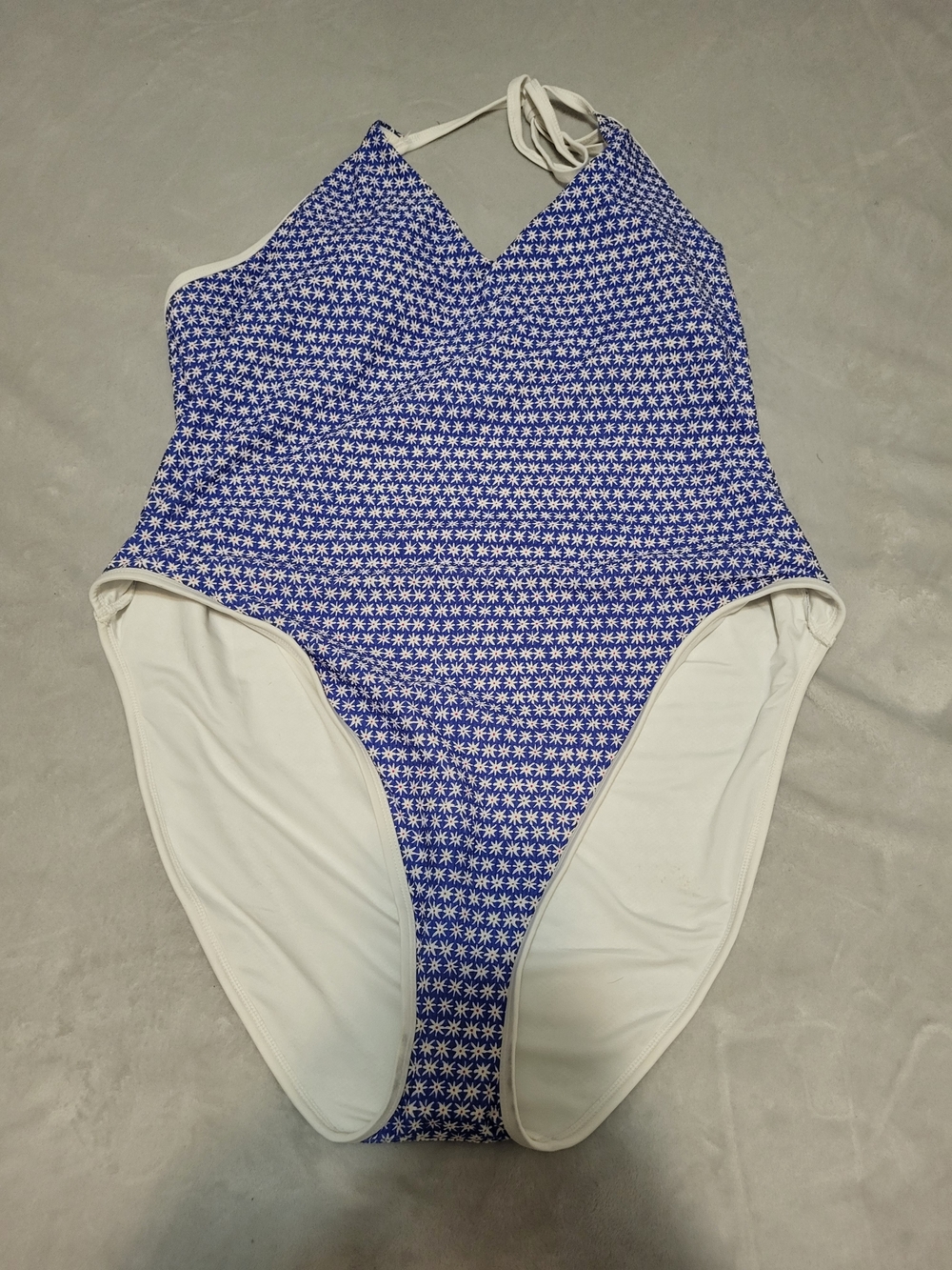 NWT Old Navy Pique V-Neck Halter One-Piece Swimsuit Blue Ditsy Floral Plus 3X
